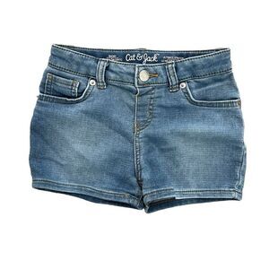 Cat & Jack Girls Ultimate Stretch Medium Denim Wash Shorts Blue Size Small